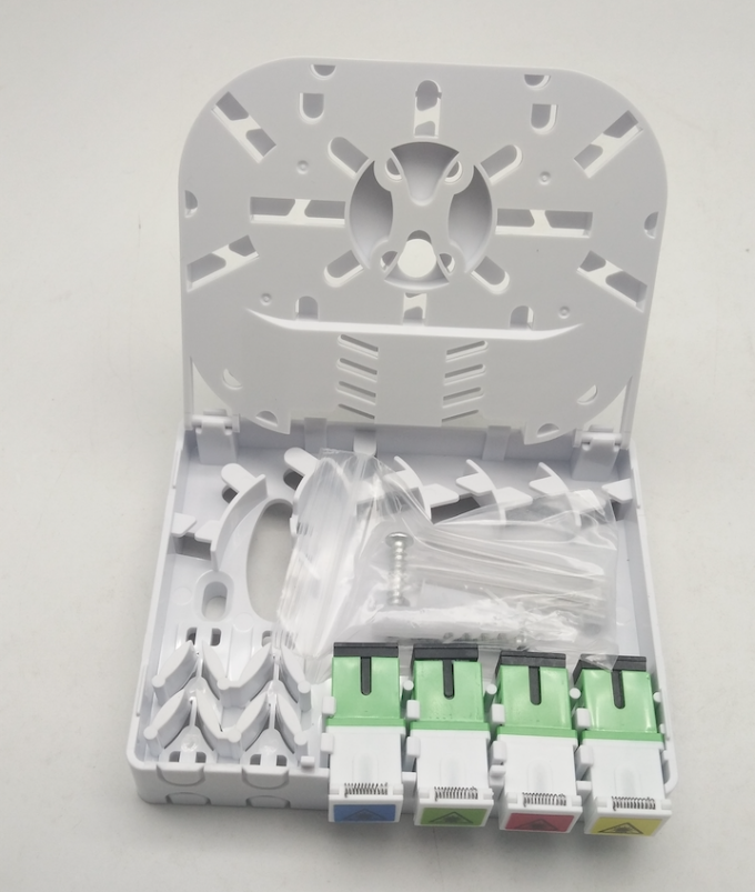 4 Core Indoor Fiber Optic Termination Box Faceplate With Shutter SC/APC ...