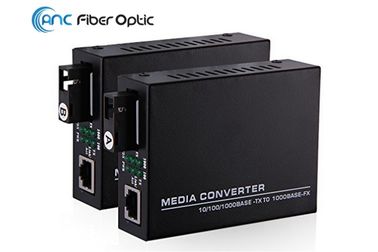 10 100 1000M Single Fiber Optic Media Converter SM 1310nm / 1550nm SC Port