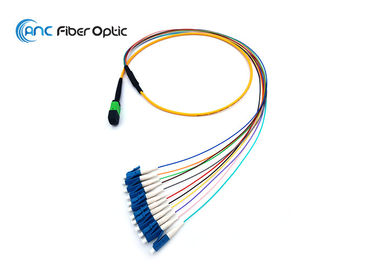 2 Meters Fiber Optic Ethernet Cable , Fan Out Fiber Cable Assembly MPO Male To 12 X LC