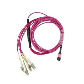 MPO Female To 4 X LC Duplex Fiber Optic Breakout Cable 50/125 OM4 3.0mm LSZH Jacket