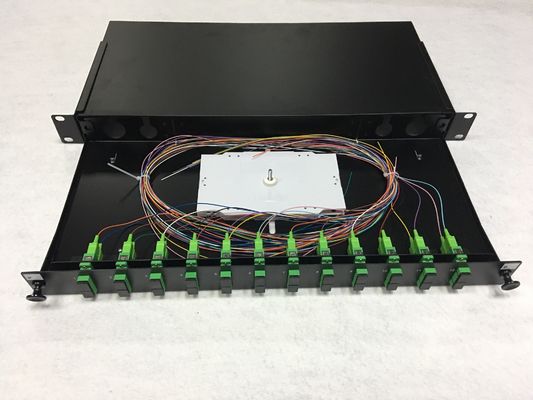 19&quot; 1U Sliding Fiber Optic Patch Panel SC Adapter