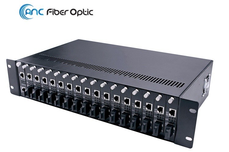 FTTX Rack Mount Fiber Optic Media Converter Chassis 19 Inch 2U 14 Slots Or 16 Slots