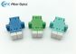 Green Aqua Duplex LC Fiber Optic Adapters With Internal Shutter Flanged