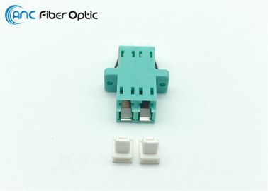 Green Aqua Duplex LC Fiber Optic Adapters With Internal Shutter Flanged