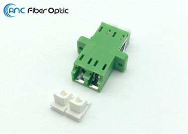 Green Aqua Duplex LC Fiber Optic Adapters With Internal Shutter Flanged