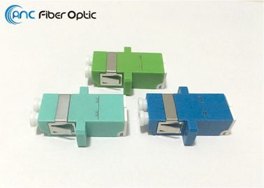 Green Aqua Duplex LC Fiber Optic Adapters With Internal Shutter Flanged