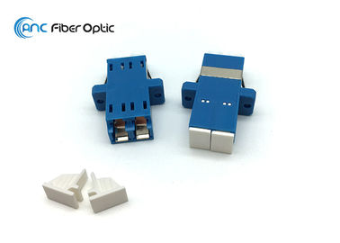 Green Aqua Duplex LC Fiber Optic Adapters With Internal Shutter Flanged